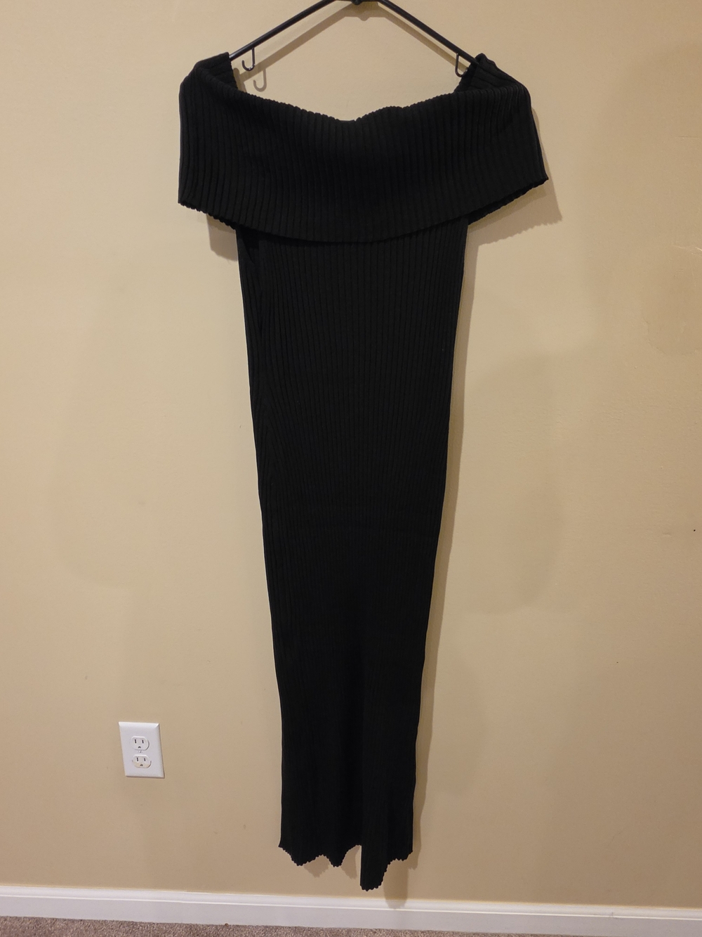Fashion Nova Black Off-Shoulder Ribbed Knit Jumpsuit